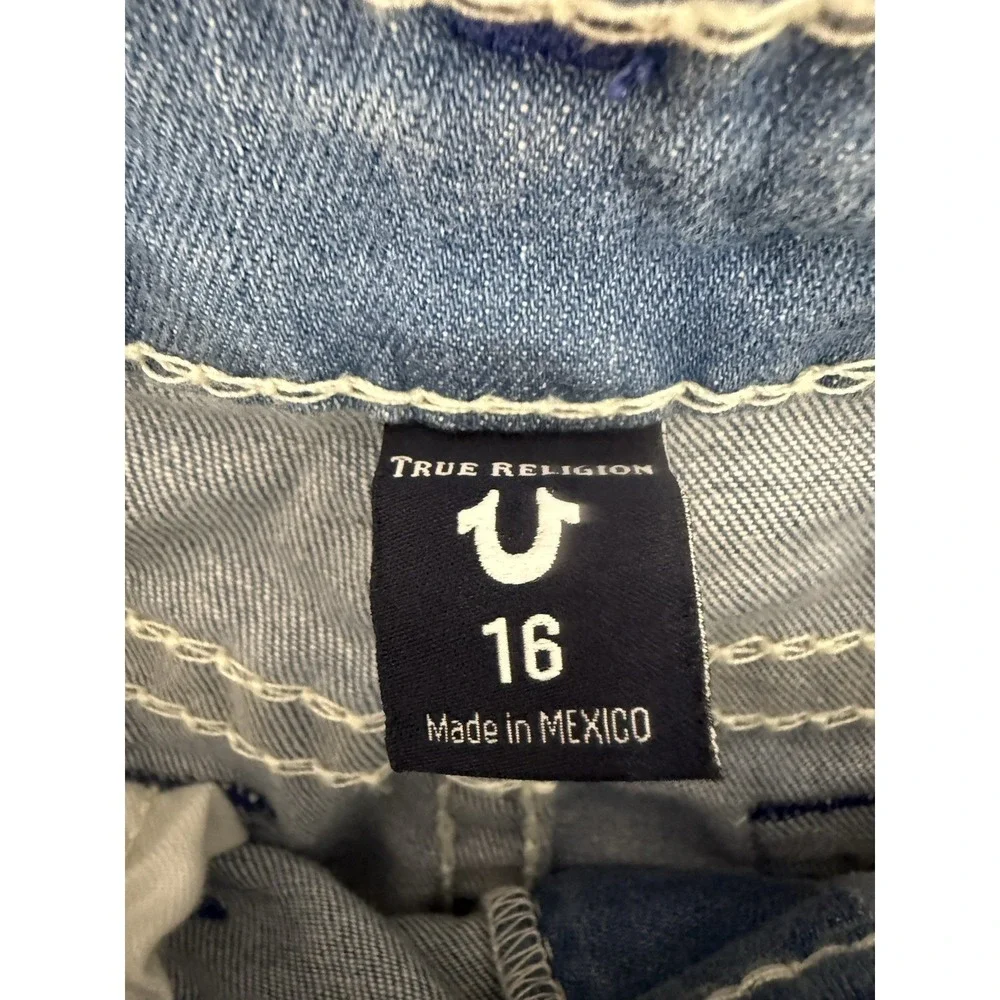 NWT True Religion Geno‎ Cut Off Short Youth Boys 16 Blue Denim
